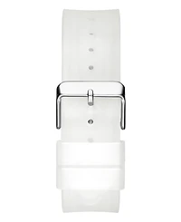 Guess Men's Multi-Function Transparent and Silver-Tone Silicone Strap Watch 43mm