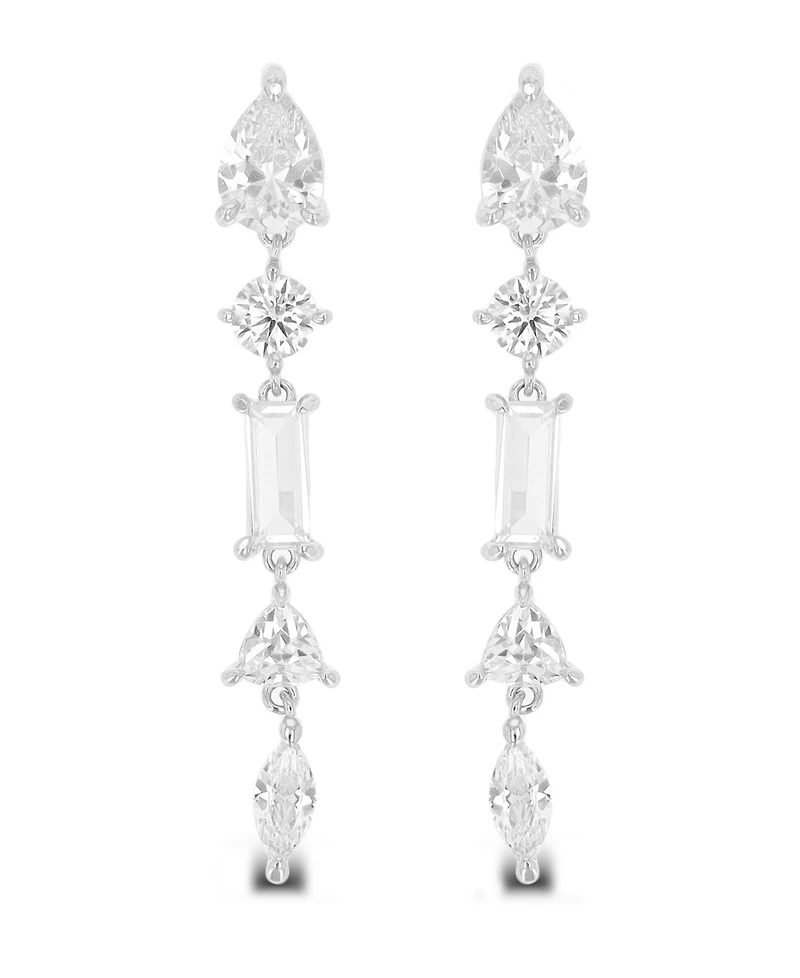 Multi Shape Dangling Earrings in Sterling Silver