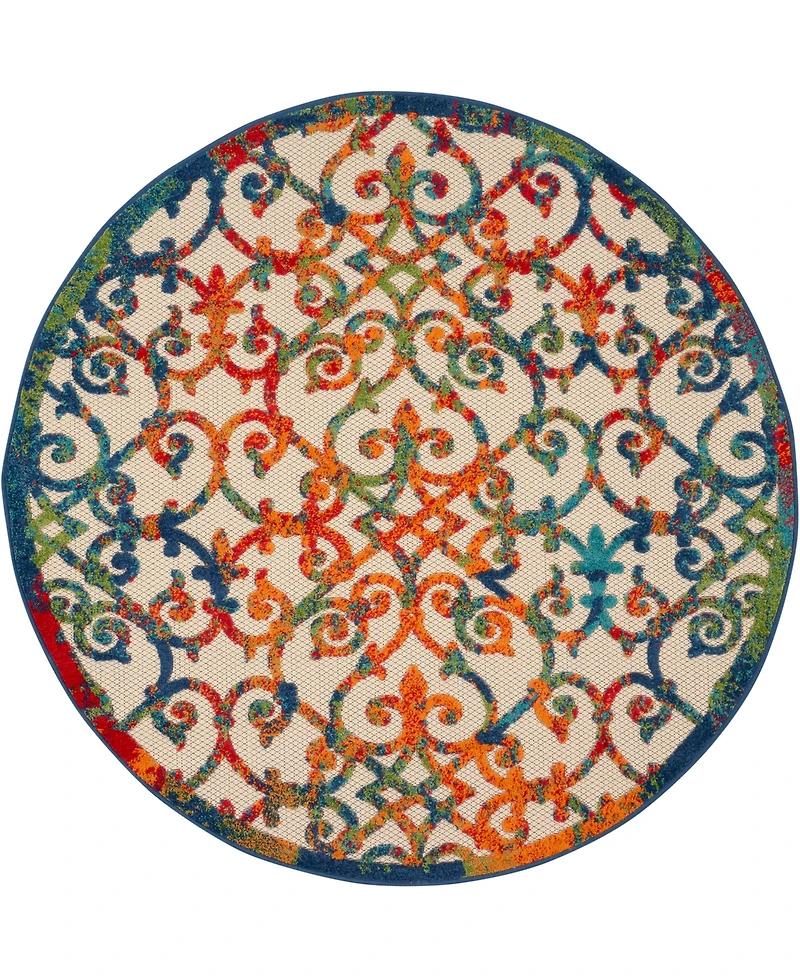 Nourison Home Aloha ALH21 5'3" x 5'3" Round Outdoor Area Rug