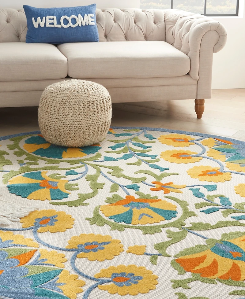 Nourison Home Aloha ALH22 7'10" x 7'10" Round Outdoor Area Rug