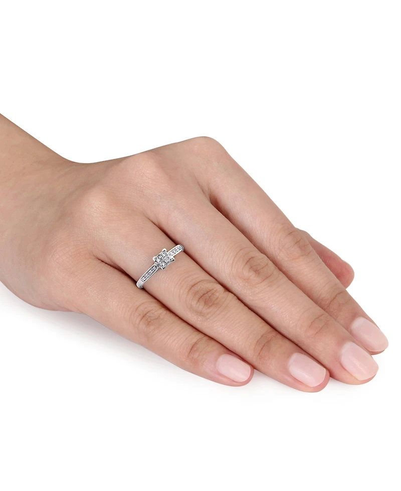 Diamond Princess Quad Cluster Engagement Ring (1/4 ct. t.w.) 14k White Gold