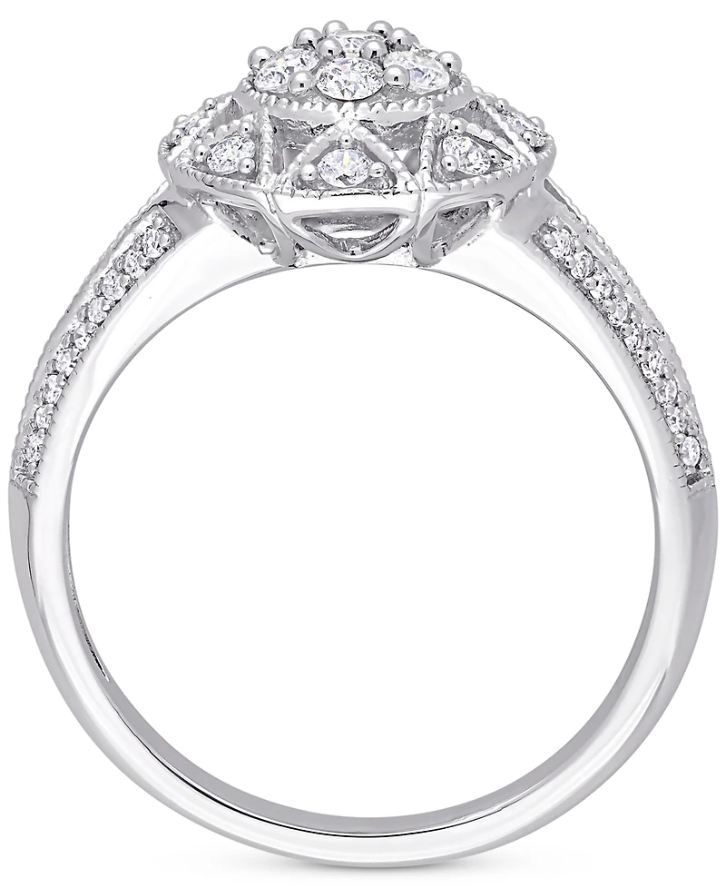 Diamond Vintage-Inspired Cluster Engagement Ring (1/2 ct. t.w.) 14k White Gold