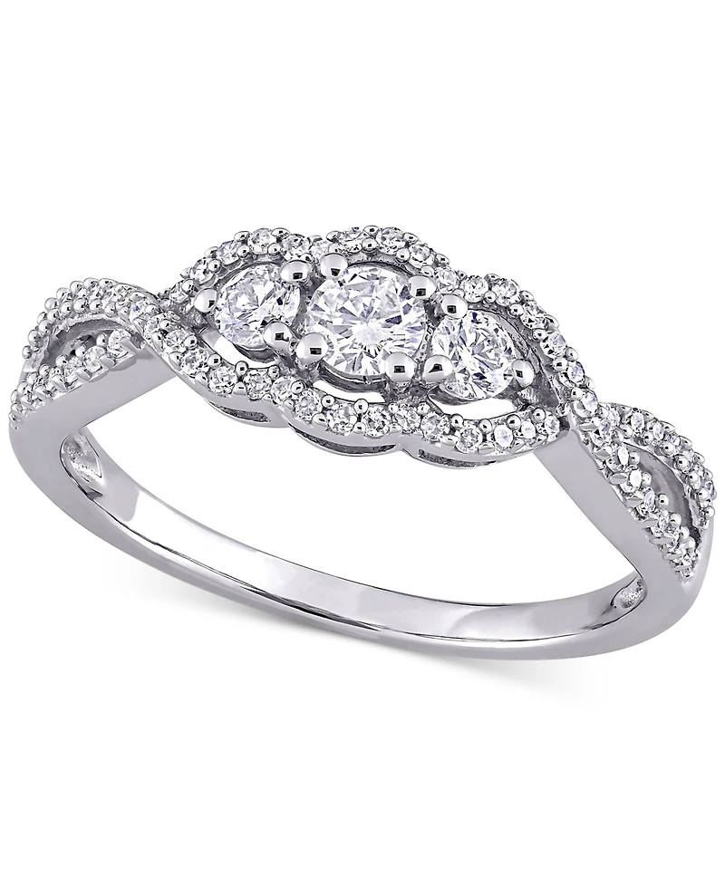 Diamond Three Stone Engagement Ring (1/2 ct. t.w.) 14k White Gold
