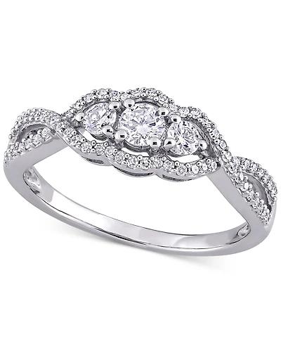 Diamond Three Stone Engagement Ring (1/2 ct. t.w.) 14k White Gold