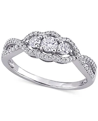 Diamond Three Stone Engagement Ring (1/2 ct. t.w.) 14k White Gold