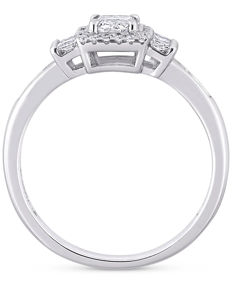 Diamond Princess Halo Engagement Ring (3/4 ct. t.w.) 14k White Gold