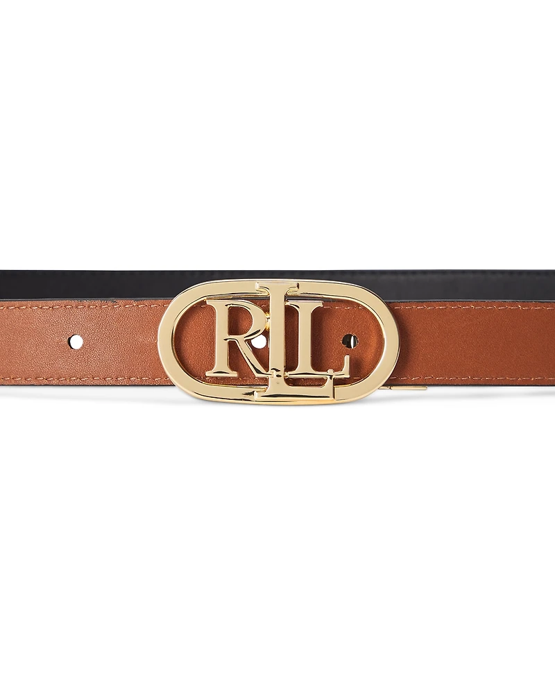 Lauren Ralph Women's Logo Reversible Skinny Leather Belt