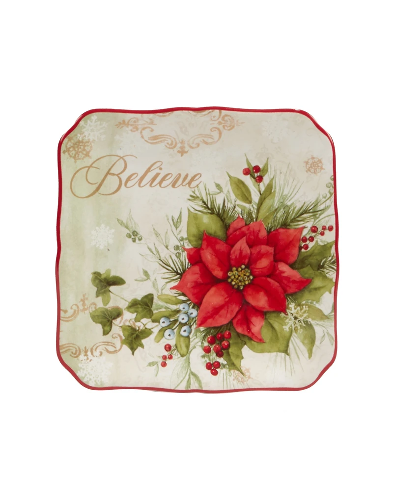 Certified International Winter's Medley 4 Piece Canape Plate Set
