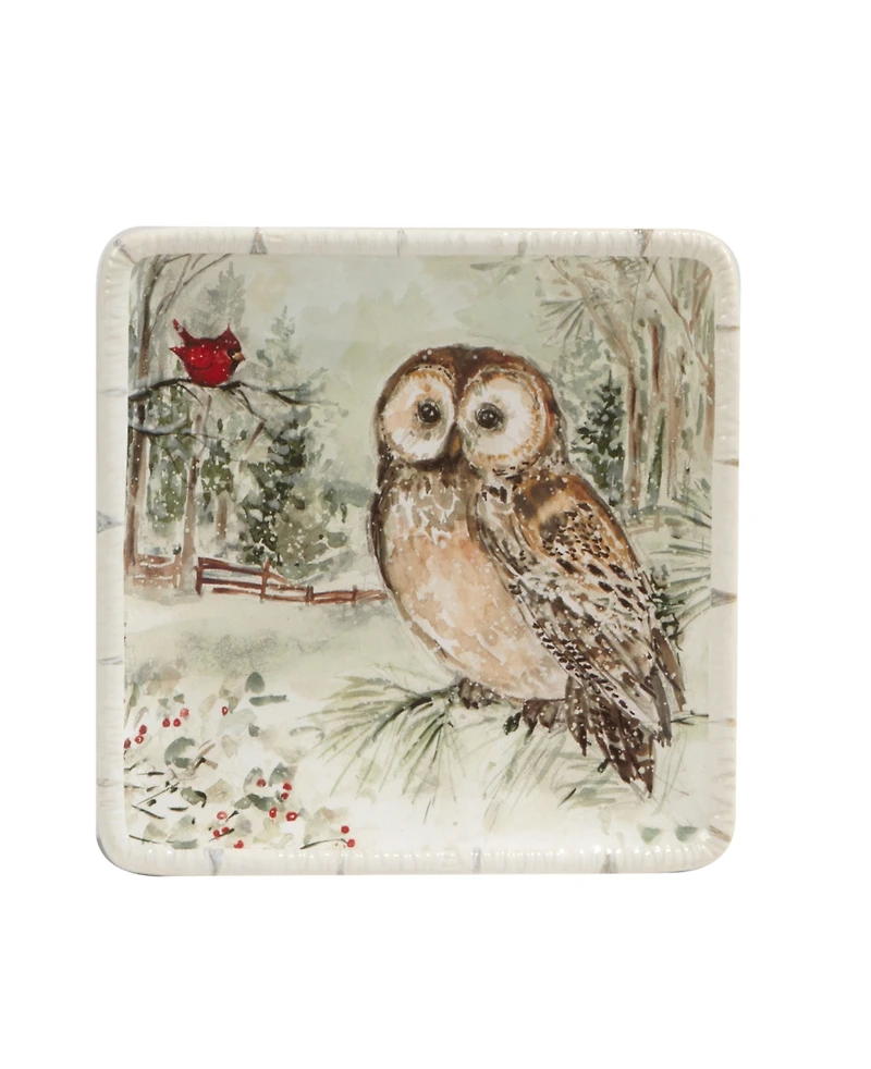 Certified International Winter's Walk 4 Piece Canape Plate Set