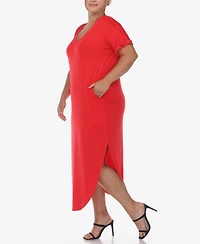 Plus Short Sleeve V-neck Maxi Dress