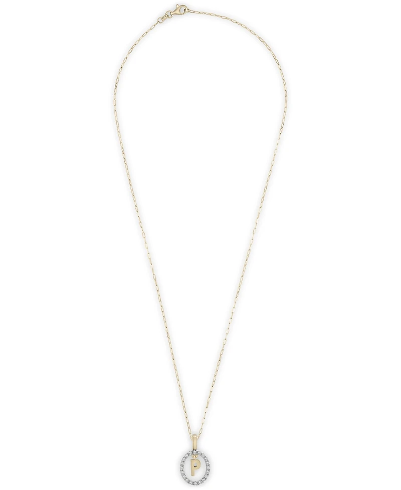 Wrapped Diamond Initial "P" 18" Pendant Necklace (1/10 ct. t.w.) in 14k Gold, Created for Macy's