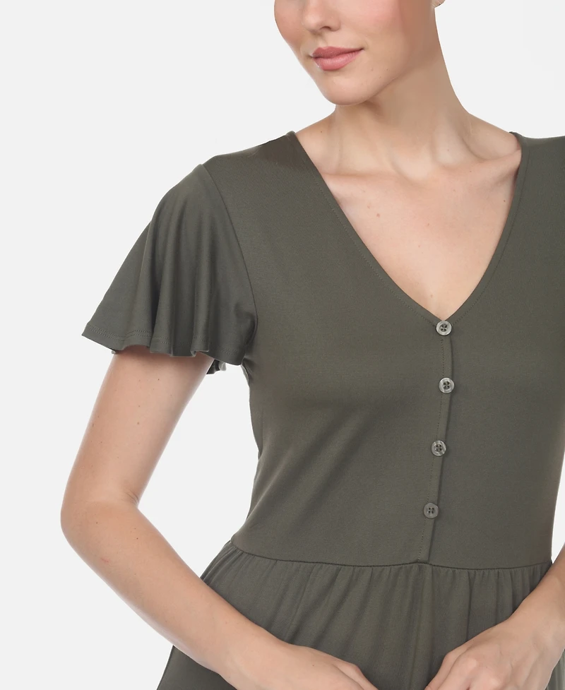 Women's Short Sleeve V-Neck Tiered Dress