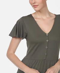 Women's Short Sleeve V-Neck Tiered Dress