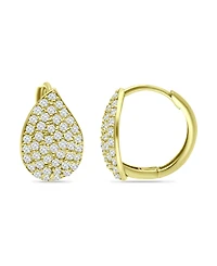 Giani Bernini Pave Teardrop Cubic Zirconia Huggie Hoop Earrings, Sterling Silver or 18K Gold over