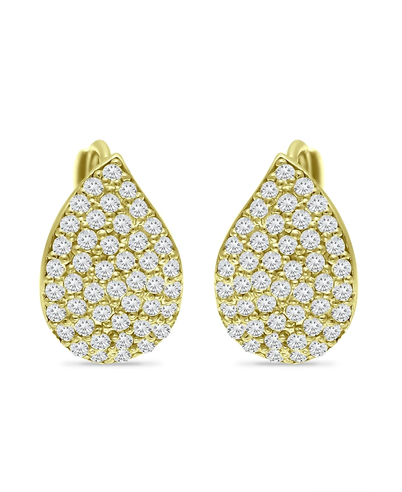 Giani Bernini Pave Teardrop Cubic Zirconia Huggie Hoop Earrings, Sterling Silver or 18K Gold over