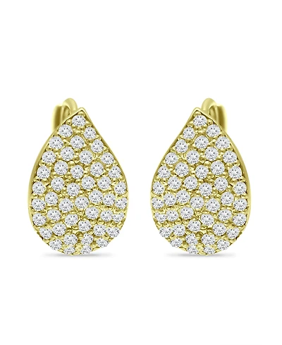 Giani Bernini Pave Teardrop Cubic Zirconia Huggie Hoop Earrings, Sterling Silver or 18K Gold over