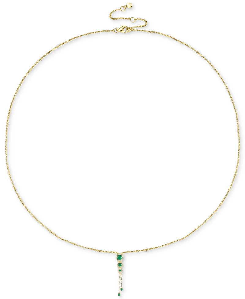 Sapphire (3/4 ct. t.w.) & Diamond (1/6 Triple Halo Lariat Necklace Gold-Plated Silver, 16" + 2" extender (Also Ruby Emerald)