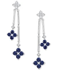 Sapphire (1-1/10 ct. t.w.) & Diamond (1/5 Flower Drop Earrings Sterling Silver (Also Ruby Emerald)