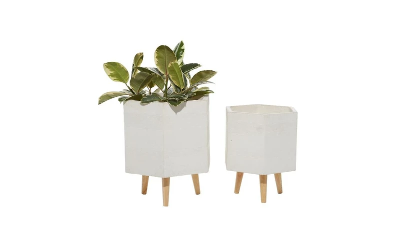 Polystone Contemporary Planters, Set of 2