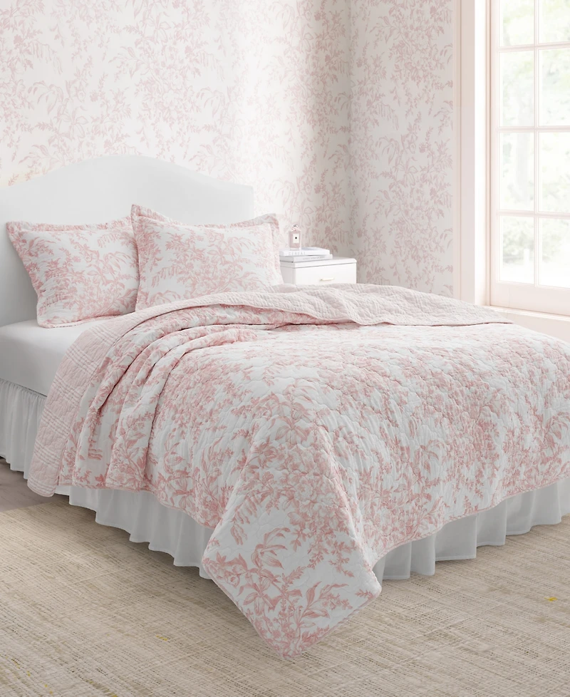Laura Ashley Bedford Cotton Reversible 3-Pc. Quilt Set, Full/Queen