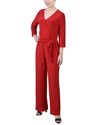 Women's 3/4 Sleeve Belted Jumpsuit