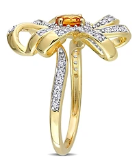Citrine (2/5 ct. t.w.) and White Topaz (1/2 Flower Cocktail Ring 18k Gold Plated Sterling Silver