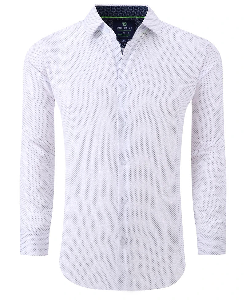 Men's Slim Fit Performance Long Sleeve Geometric Dress Shirt
