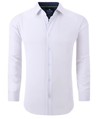 Men's Slim Fit Performance Long Sleeve Geometric Dress Shirt