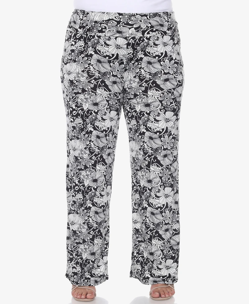 White Mark Plus Floral Paisley Palazzo Pants