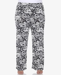 White Mark Plus Floral Paisley Palazzo Pants