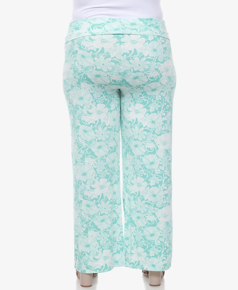 White Mark Plus Floral Paisley Palazzo Pants
