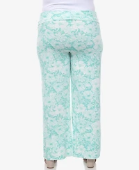 White Mark Plus Floral Paisley Palazzo Pants