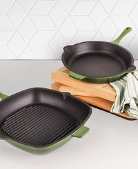 BergHOFF Neo 2pc Cast Iron 10" Fry Pan & 11" Grill Pan Cookware Set