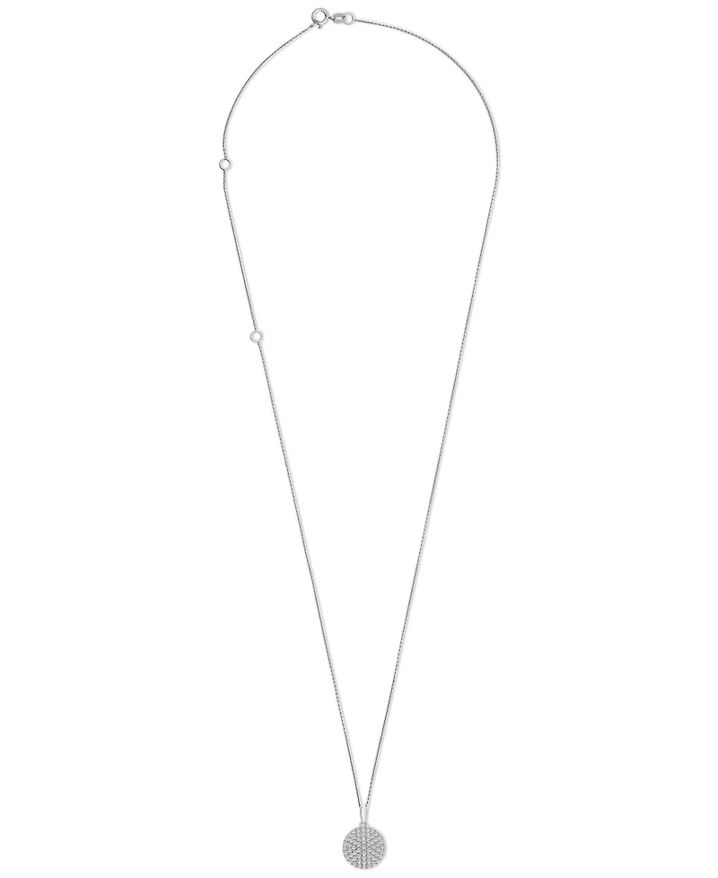 Wrapped in Love Diamond Circle Pendant Necklace (1/2 ct. t.w.) in 14k White Gold, 16" + 4" extender, Created for Macy's