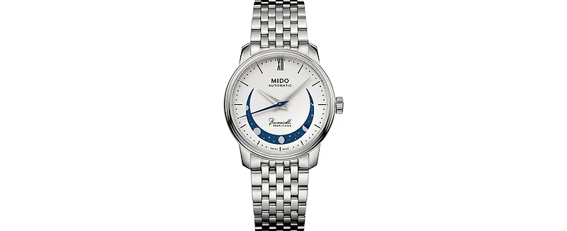 Mido Women's Swiss Automatic Baroncelli Smiling Moon Stainless Steel Bracelet Watch 33mm