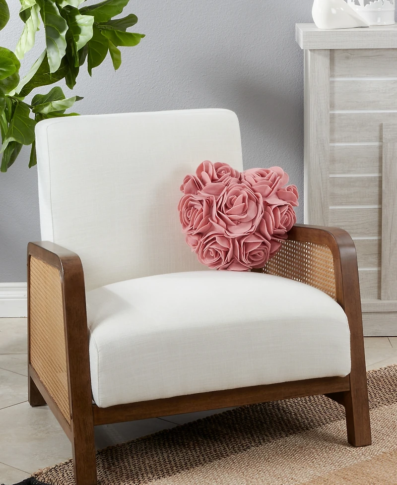 Saro Lifestyle Felt Heart Design Decorative Pillow, 13" x