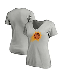 Women's Fanatics Gray Phoenix Suns Primary Logo Team V-Neck T-shirt