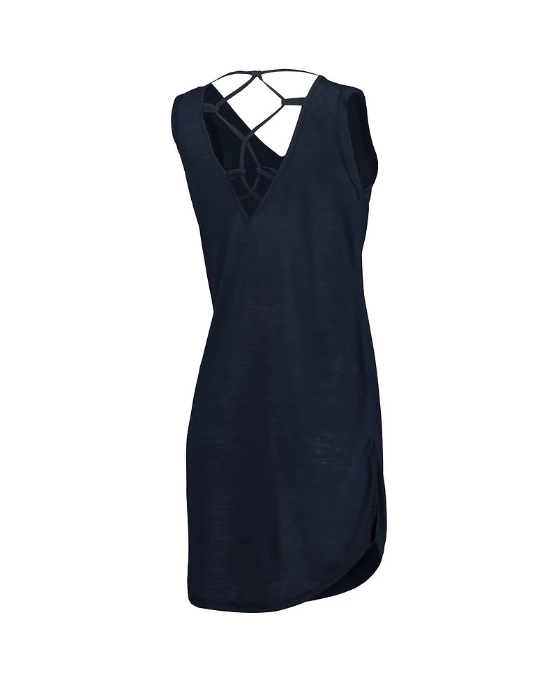 Women's G-iii 4Her by Carl Banks Navy New York Yankees Game Time Slub Beach V-Neck Cover-Up Dress