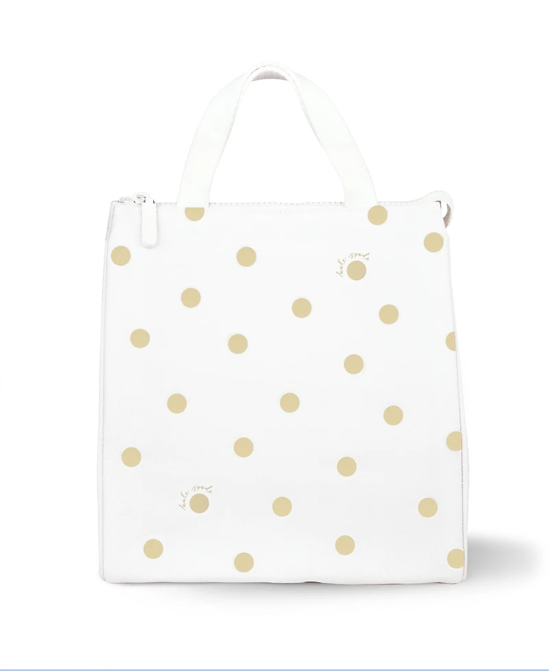 Kate Spade Lunch Bag - White with Gold Polka Dots