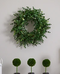 Nearly Natural 18" Eucalyptus Double Ring Wreath w/ Twig Base