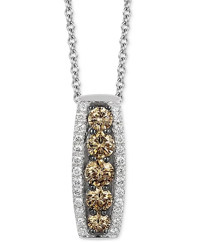Le Vian Chocolate Diamond (1/2 ct. t.w.) & Nude Diamond (1/4 ct. t.w.) Vertical Halo 18" Pendant Necklace in 14k White Gold