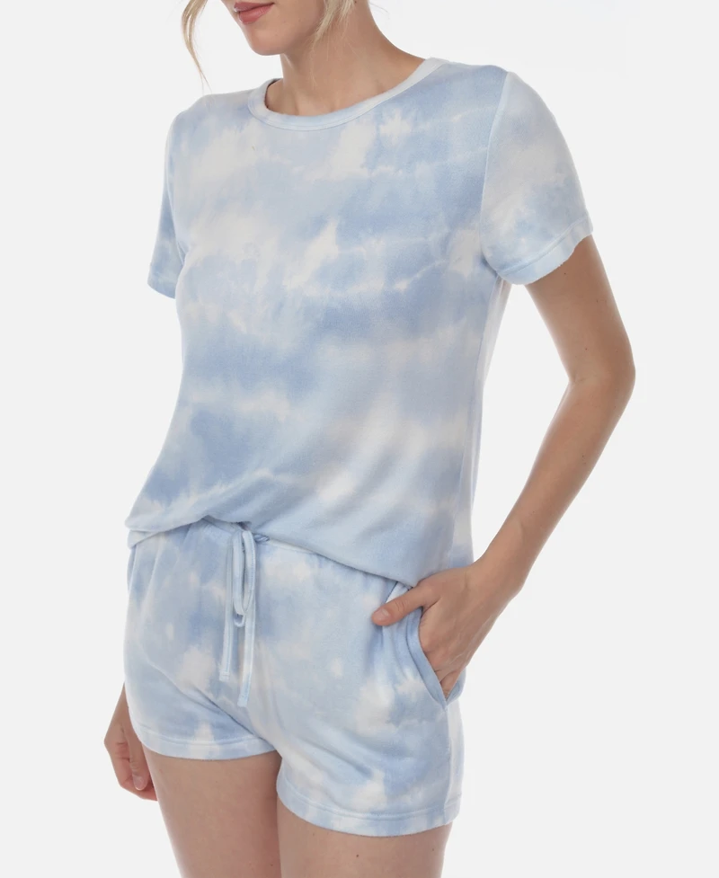 White Mark Women's 2 Piece Top Shorts Lounge Set
