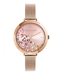 Ted Baker Women's Ammy Hearts Rose Gold-Tone Mesh Bracelet Watch 37.5mm