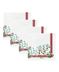 Elrene Winter Holiday Berry Fabric 4 Piece Napkin Set, 17" x 17"