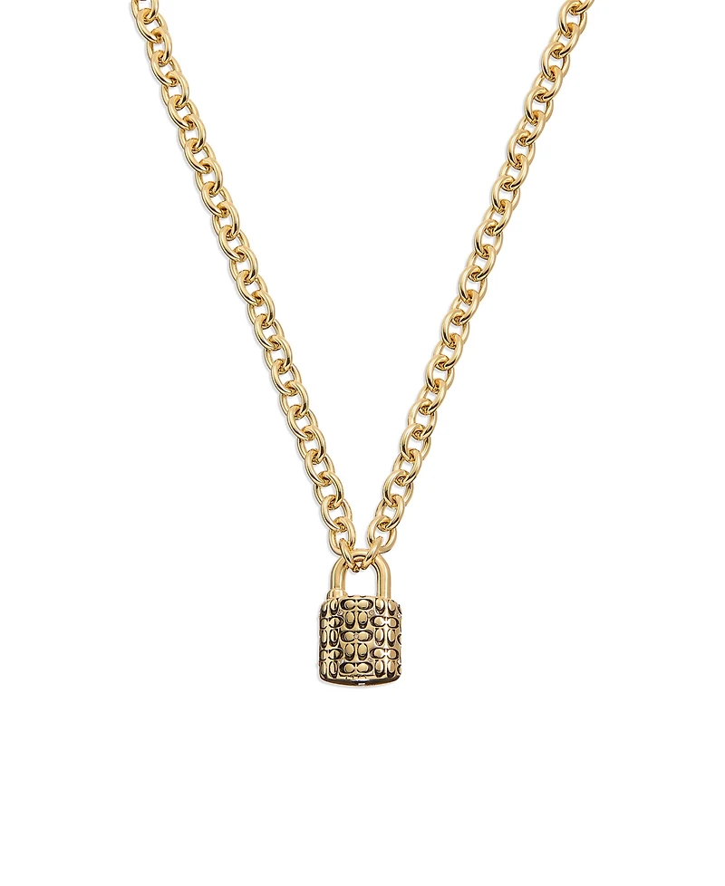 Coach Quilted Padlock Necklace