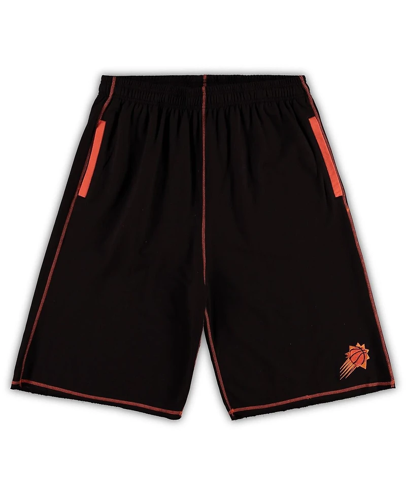 Men's Black, Orange Phoenix Suns Big and Tall Contrast Stitch Knit Shorts