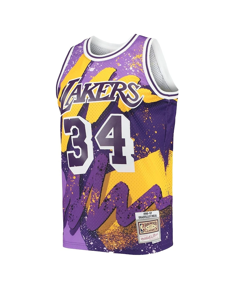 Men's Mitchell & Ness Shaquille O'Neal Purple Los Angeles Lakers Hardwood Classics 1996-97 Hyper Hoops Swingman Jersey