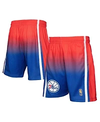 Men's Mitchell & Ness Red, Royal Philadelphia 76ers 1996/97 Hardwood Classics Fadeaway Reload 3.0 Swingman Shorts