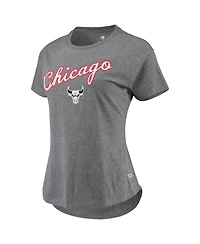 Women's Sportiqe Heathered Gray Chicago Bulls City Edition Phoebe Tri-Blend T-shirt