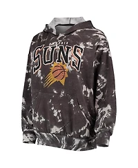 Women's Majestic Threads Black Phoenix Suns Burble Tie-Dye Tri-Blend Pullover Hoodie